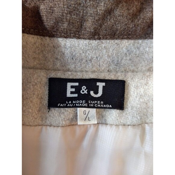 VTG Wool Womens Coat- Embroidery Bears- E&J/LA Mode- Sz L- Oatmeal- Canada- NICE - Picture 8 of 9